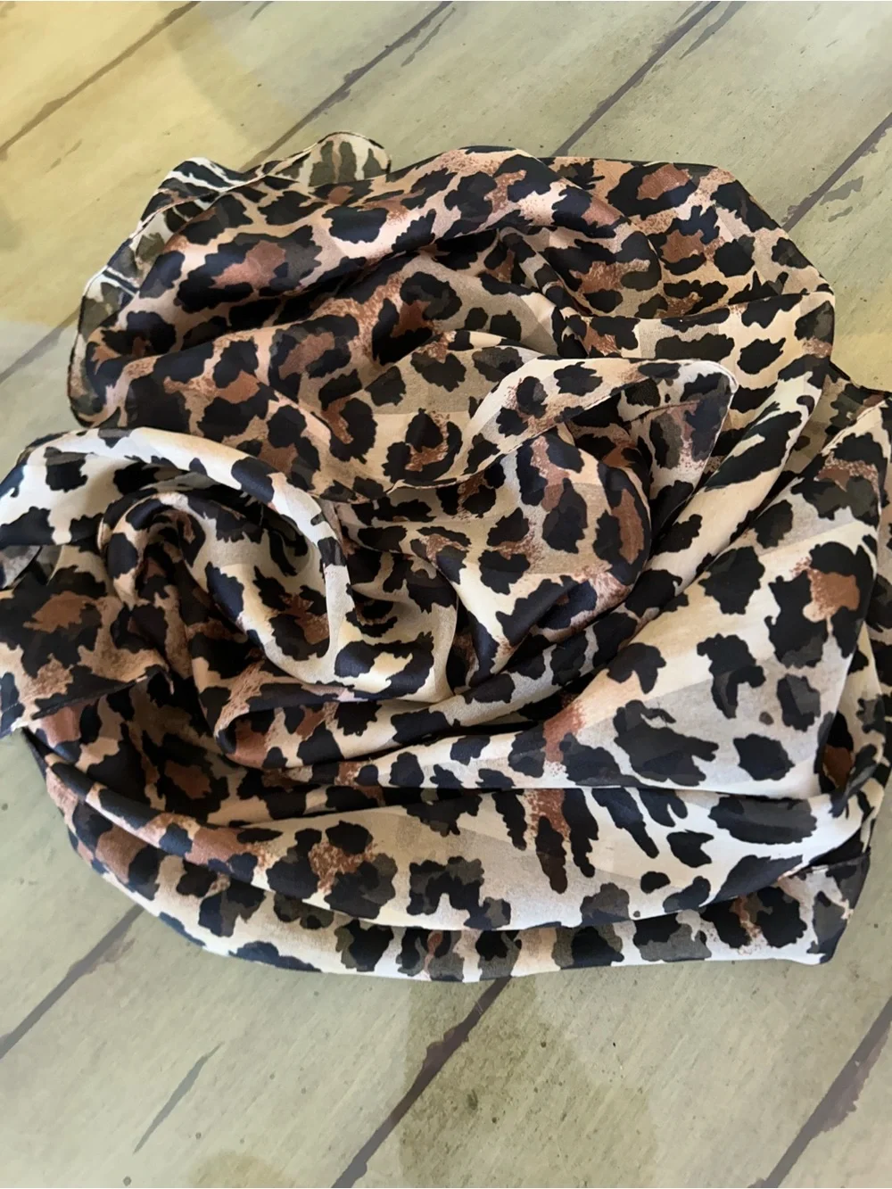 Leopard Print Scarf in Brown and Black 13“ x 56“ made in Italy
